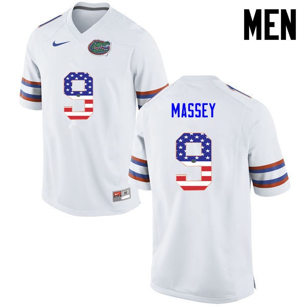 Florida Gators Men #9 Dre Massey College Football Jersey USA Flag Fashion White